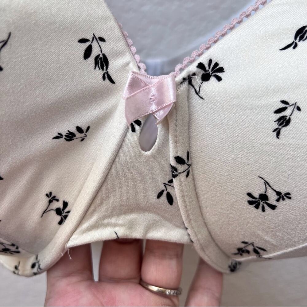 Cacique Bra Women's 42DDD Cream Black Floral Lightly Lined Full Coverage 4 Hook - Picture 6 of 13